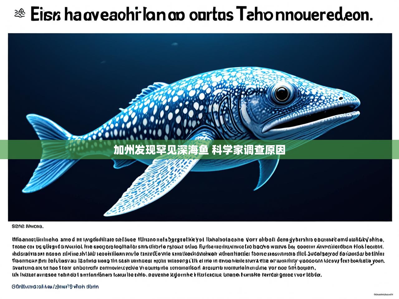 加州发现罕见深海鱼 科学家调查原因 加州发现罕见深海鱼 科学家调查原因